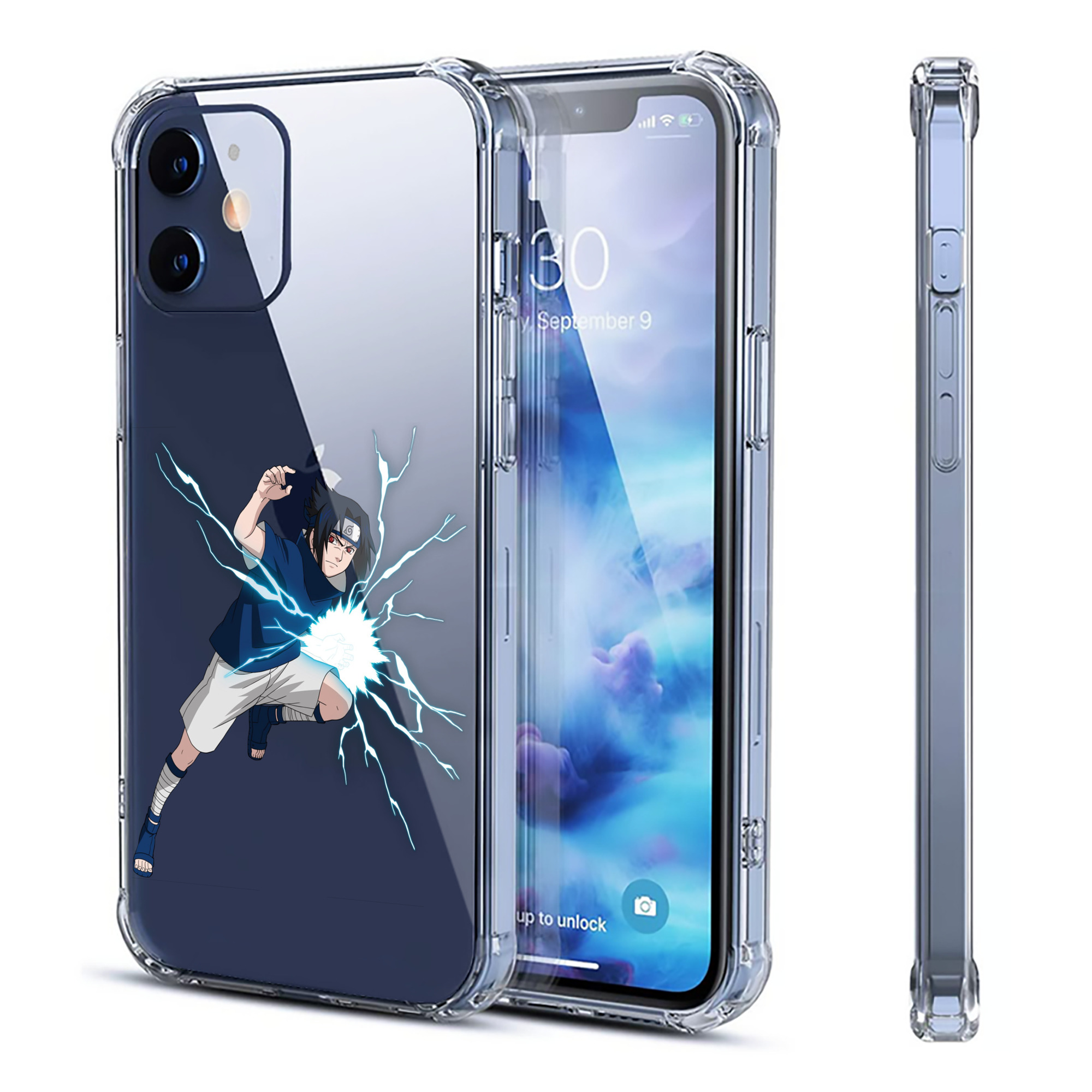 （画像用） NARUTO -ナルト- うちは サスケ Uchiha Sasuke 【iPhone 12シリーズ対応】透明スマホケース（クリアソフトケース）